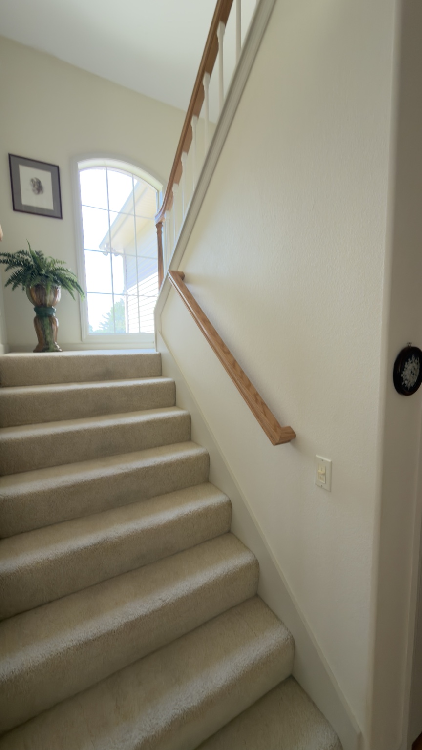 Custom wood stair handrail