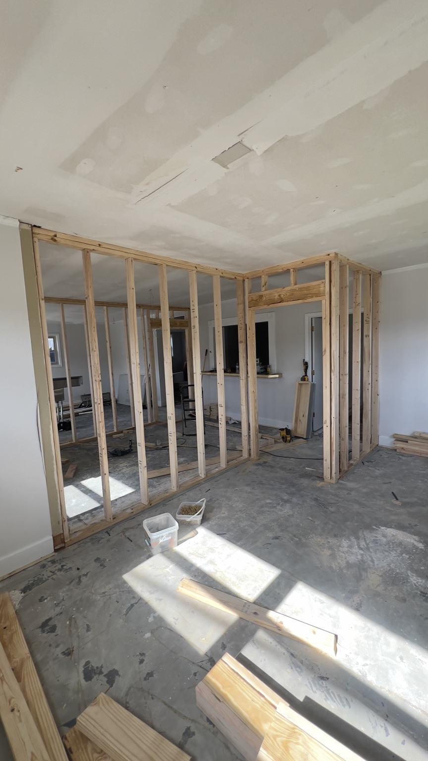 New framed walls for room remodel
